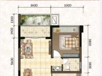 德元水岸蓝庭K户型   一室一厅一厨一卫